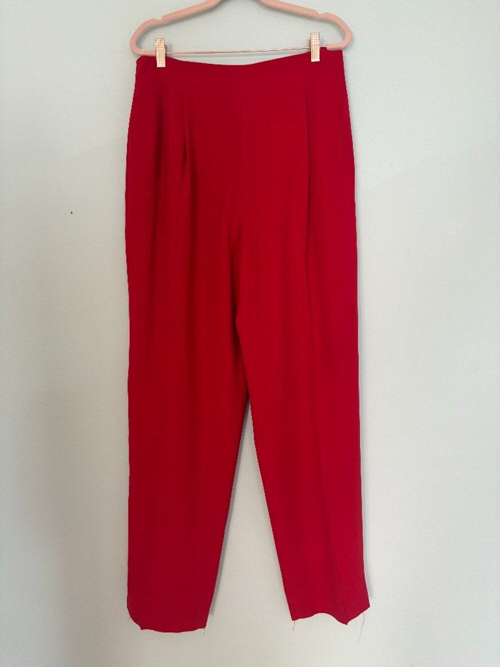 Vintage Harve Benard | Red Pleated High Waist Tapered Trousers Size 12